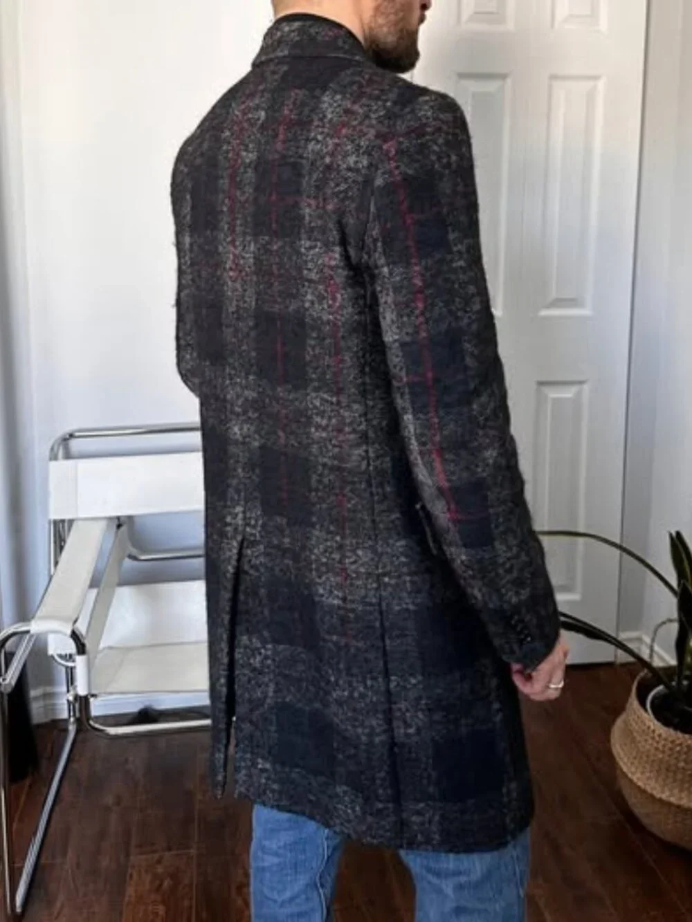 Club Monaco Plaid Wool Topcoat - Small - Picture 6 of 7